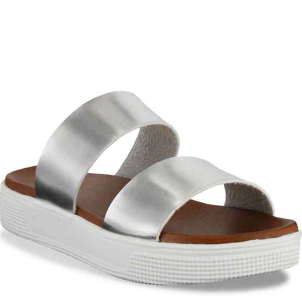 MIA Saige Platform Slide Sandal Silver